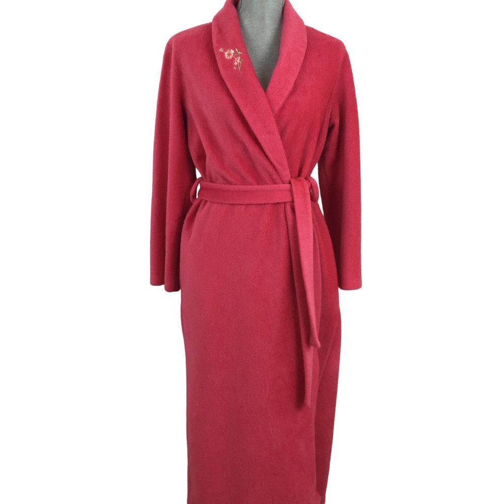 Vintage Bath Robe House Coat Full Length sz M - Coral